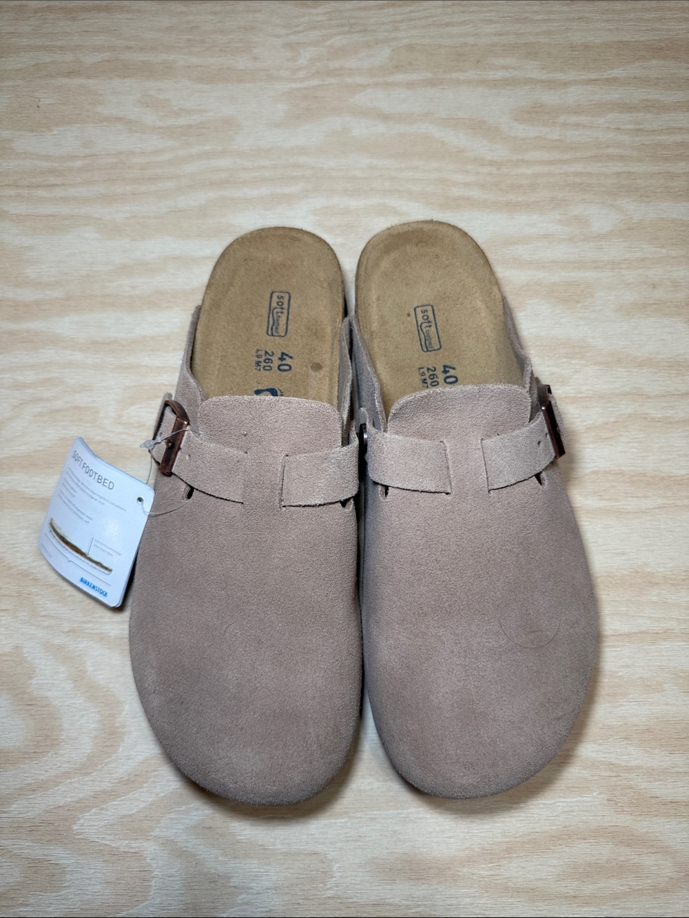 Birkenstock Taupe Suede Slip-On Clog with Buckle